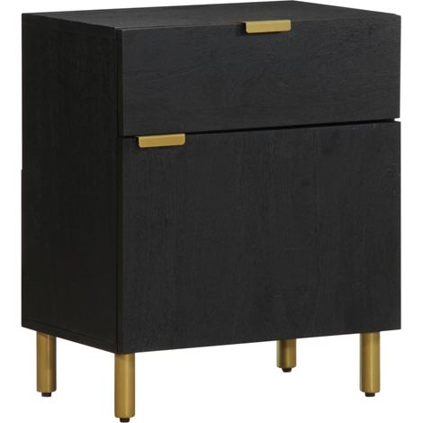 Comodino con cassetto e vano con anta 50 x 33 x 60 cm multistrato nero DEC034497