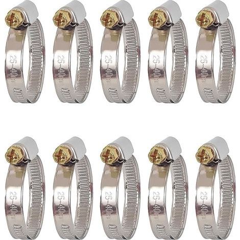 Edelstahl-Schlauchschelle 25–40 mm – 10 Stück Schlauchschelle – verstellbare Metall-Schlauchschelle – Schlauchklemme – Schraubschlauchschellen für Schwimmbad, Garten, Hausgas, Automobil (1/3)