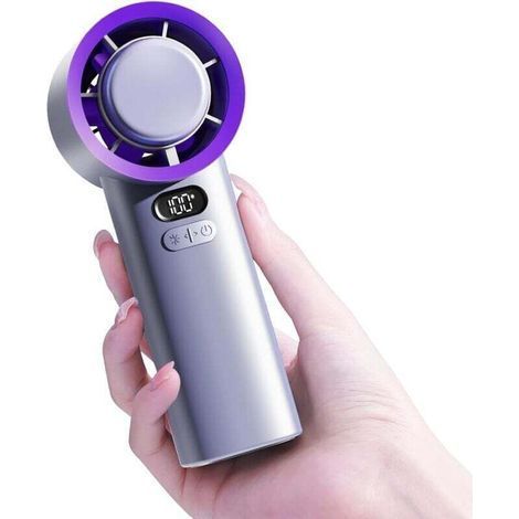 Ventilateur portable Crezuo avec refroidissement par glace, charge rapide, port USB, fonctionnement silencieux, petite turbine AC, mini batterie, puissant et idéal pour les voyages en plein air-Chrom
