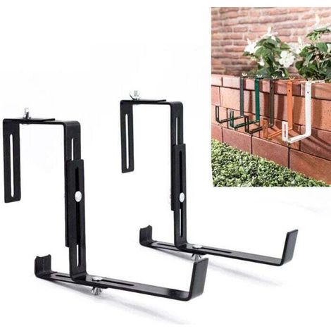 Support pour jardinière couleur anthracite Support de bac à fleurs robuste et réglable en largeur Accroche jardinière en métal pour le balcon (1/5)