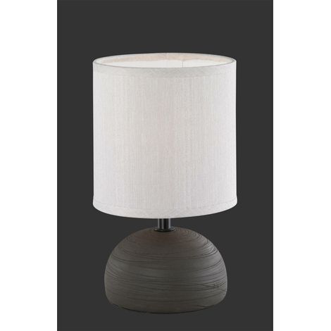 Kleine Tischleuchte LUCI mit Keramikfuß Braun & Stoffschirm, Höhe 23cm