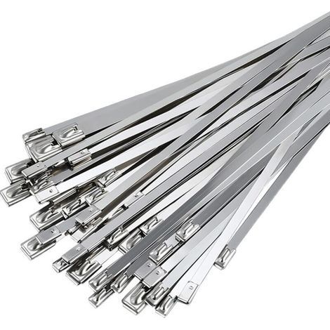 Colliers de serrage en acier inoxydable – Lot de 50 pièces, 300 mm × 4,6 mm, pour gainage d’échappement, câblage et clôtures (1/4)