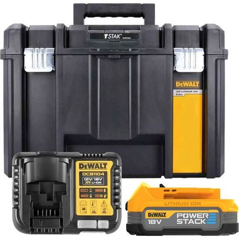 Dewalt DCB1104E1T DCBP034 POWERSTACK 18v XR Battery + DCB1104 Charger Tstak (1/5)