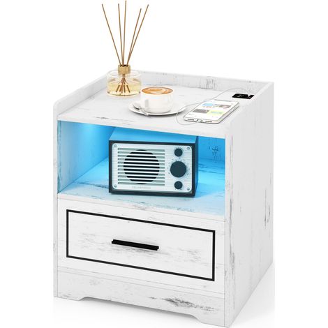LED Nightstand Bedroom Smart Bedside Table with USB&Type-C Port (1/5)