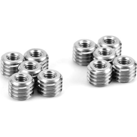 10 pezzi dado di riduzione in acciaio inox con filettatura femmina M4x0.7 e maschio M8x1.25 da 6 mm per aviazione, automobili, turbine a vapore A (1/4)