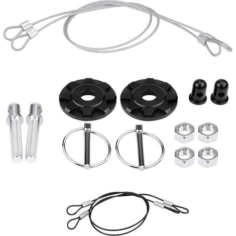 Kit de verrouillage de capot universel noir en alliage d'aluminium CNC pour voiture de course (1/5)