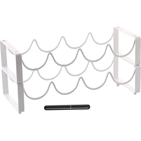 White Stackable Wine Rack With Bottle Opener Corkscrew For 8 Bottles Pack Of 2 (1/4)