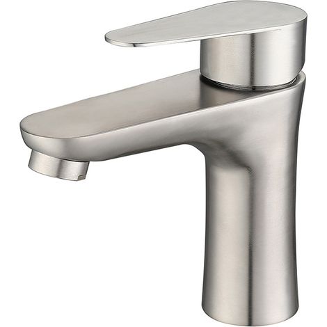 Robinet de salle de bain en acier inoxydable chaud et froid monocommande, mitigeur à économie d’eau pour lavabo de salle de bain (1/5)