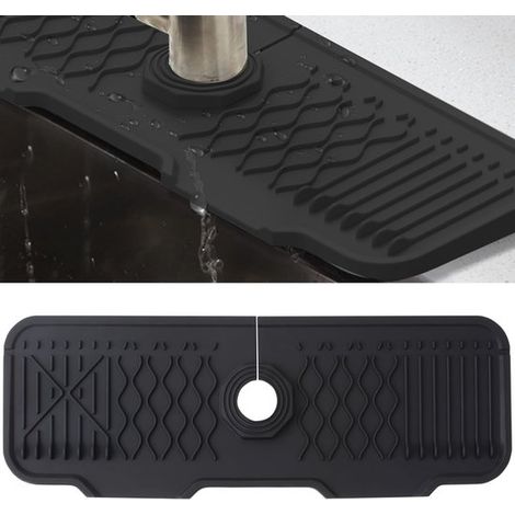 Tappetino in silicone Veki per rubinetto,tappetino per risciacquare il piano di lavoro di cucina e bagno (nero,43 cm) (1/5)