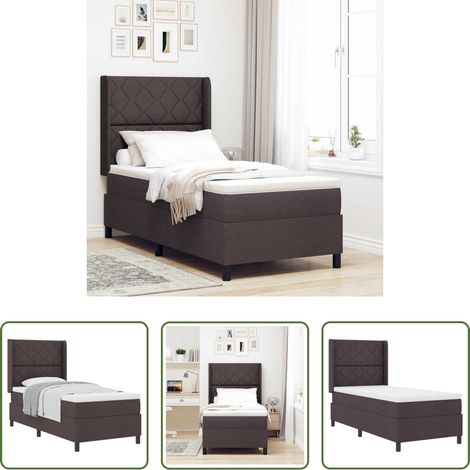 vidaXL Cama tipo Box Spring con cojín Marrón Oscuro 200 x 100 cm tela (1/5)