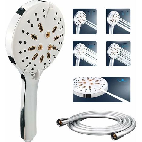 High Pressure Shower Head, with 1.5M Hose, for Bath and Shower, 6 Modes, Chrome Finish (1/5)