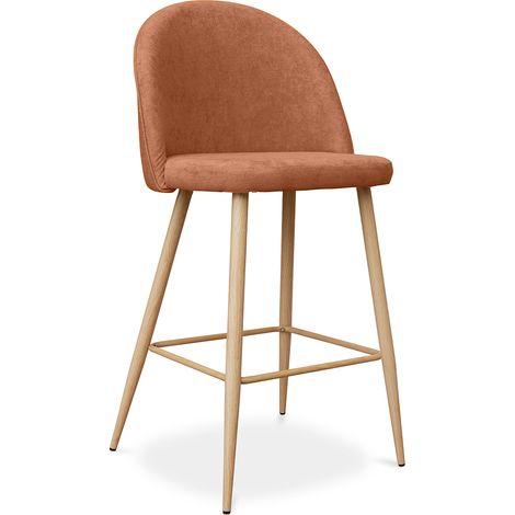Gepolsterter Hocker aus Stoff - skandinavisches Design - 66cm - Evelyne Orange