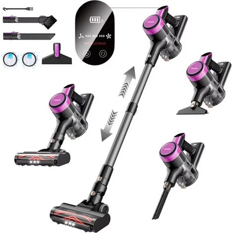 Aspirateur sans fil noir – 23KPa – 48 min d'autonomie – Écran LED – Léger – Sols durs/tapis/poils animaux