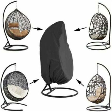 Housse de chaise suspendue de jardin en rotin et osier, imperméable, housse de protection pour chaise à œufs, résistante à l'eau et à la poussière – 190 x 115 cm (noir) (1/3)