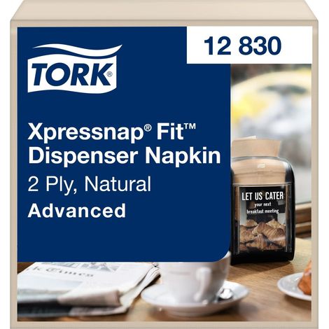 Tork Xpressnap Fit Dispenser Napkin – 12830 – ricarica Napkins for N14 Paper Napkin Dispenser, Advanced Quality – 2-ply, Naturale – 6 x 720 (4320) pcs (1/5)