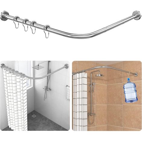 Tringle à Rideau de Douche Réglable en Forme de L en Métal Inoxydable, Extensible Angle Barre De Douche 70-100 × 70-100 cm, Installation Percée, Pour Salle de Bain, Magasin De Vêtements, Espace Privé