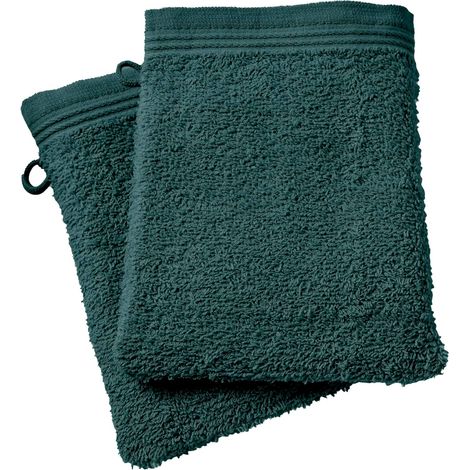 Lot de 2 Gants de Toilette éponge Spa 15 x 21 cm / 400 GR/m² (Emeraude, Lot de 2 Gants de Toilette Spa 15 x 21 cm) (1/4)