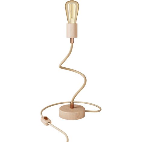 Creative Cables - Lampe de table flexible en bois - Lampe de table en bois réglable avec lumière diffuse, prise à 2 broches (1/5)