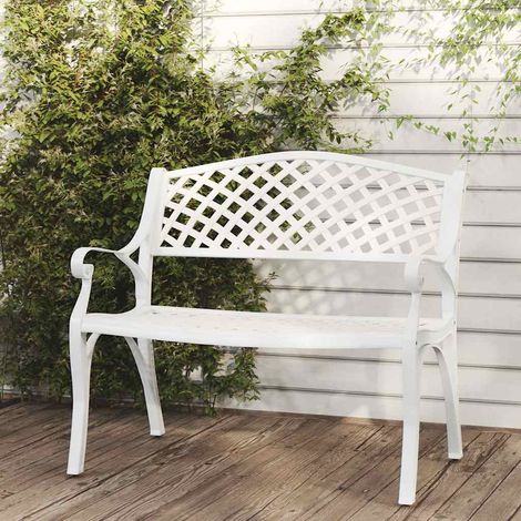 vidaXL Banco de jardín de aluminio fundido blanco 102 cm (1/5)