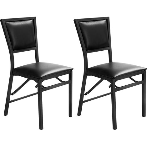 COSTWAY Juego de 2 Sillas Plegables de Metal, Sillas Laterales Tapizadas de PU con Respaldo Alto y Estructura de Metal, Sillas Plegables de Estilo Moderno para Cocina, Comedor, Restaurante (1/5)