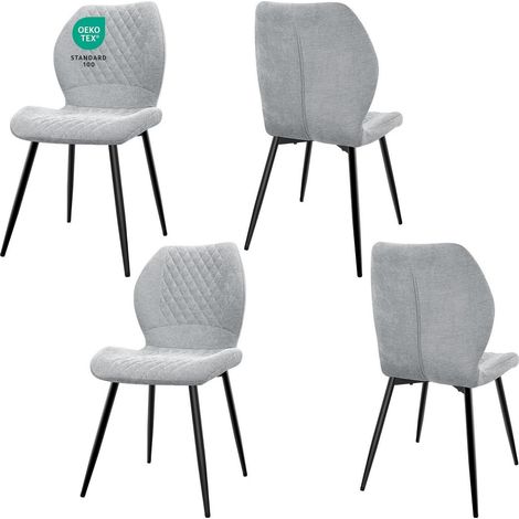 Esszimmerstühle 4er Set, gepolsterte Leinenstühle, grau (1/5)