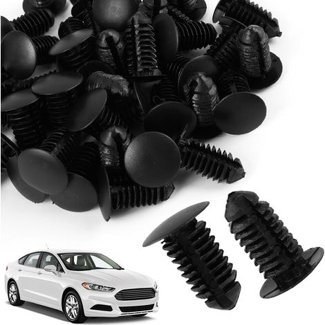 40 Rivets Plastique Voiture Noir Clips Fixation Trou 10mm Universels (1/5)