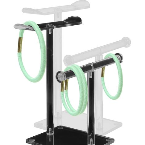 Soporte de joyería acrílico de doble capa, soporte transparente para collares y pendientes, organizador de escritorio multifuncional para diademas. (1/5)