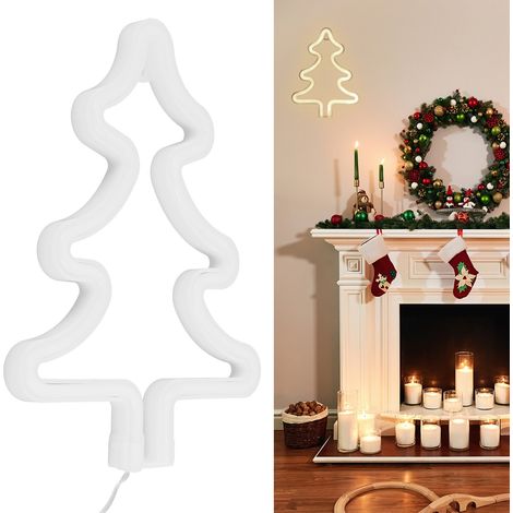 Moderne Neon-Weihnachtsbaumbeleuchtung, LED-Neonreklame fürs Schlafzimmer, Weihnachtsfeierdekoration, weißes Licht (1/5)