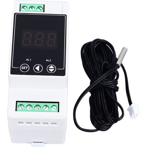 Rail de guidage régulateur de température chauffage refroidissement Thermostat numérique 2 relais sonde cylindrique compteur AC100-240V