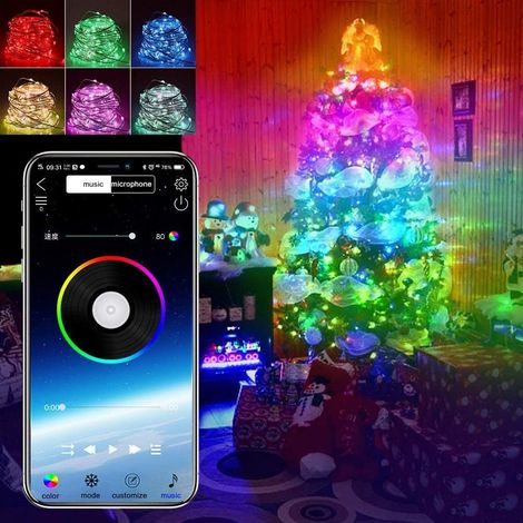 TRADE SHOP - Luci Natalizie A Strisce Led App 10mt Usb Bluetooth Decorative Per Albero Natale - (1/5)
