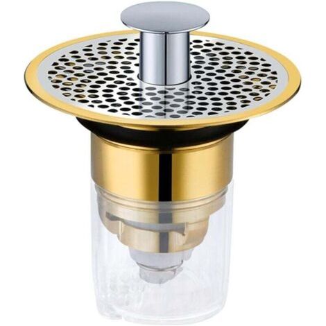 Bonde Lavabo Universel 34-37mm avec Plaque Filtre et Tamis Anti-Bouchage pour Évier Salle de Bain