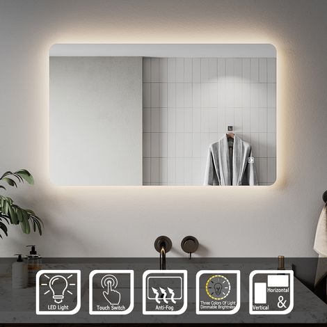 ELEGANT Backlit LED Illuminated Bathroom Mirror with Light Sensor + Demister 800 x 500mm (1/5)