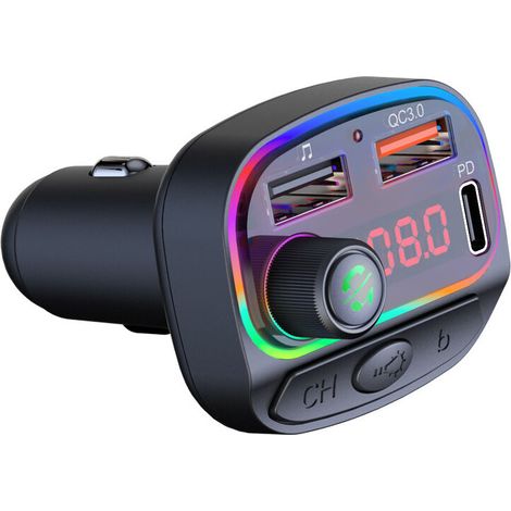 Car Bluetooth Ambient Light 2 USB Port 5V/1A 18W PD/QC3.0 Fast Charger (1/5)