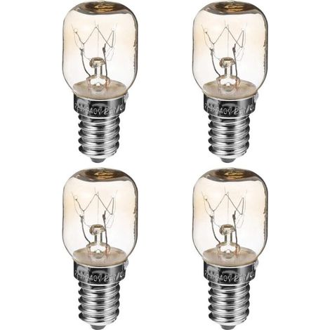 Ampoule résistante à la chaleur E14 pour four micro-ondes – 25 W, verre transparent, lampe à incandescence standard, pièce détachée compatible avec la plupart des marques (1/4)
