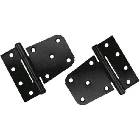 Lot de 2 piezas Charnière Porte Lourde, Charnières en Acier au Carbone Noir, Charnières de Porte Plates pour Abri de Jardin, Grange, Clôture en Bois (Vis Incluses) (Noir)