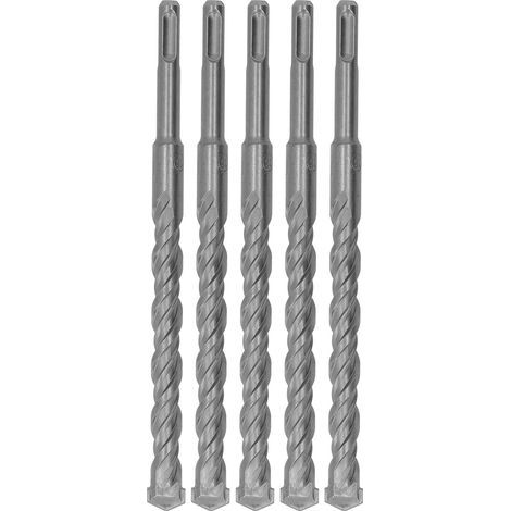 Forets à percussion avec pointe en carbure, 5 pièces, marteau rotatif, 2 cannelures en spirale pour béton de brique, 210mm 16mm/0,63 pouces (1/5)