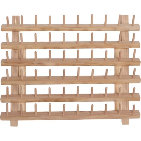 Support en bois de hêtre pour 60 bobines, pliable et écologique, rangement facile de fils, organiseur de fil pour patchwork et couture (1/5)