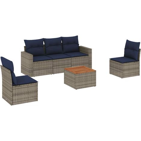 Maison Exclusive - 6-tlg. Garten-Sofagarnitur mit Kissen Grau Pol