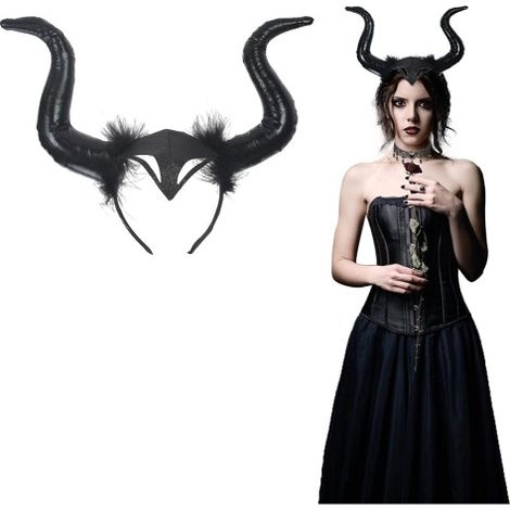 Diadema de cuerno de diablo, tocado decorativo, accesorios para fiesta de graduación - negro (1/5)