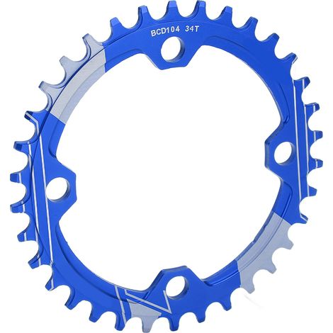 Plateau de VTT Lebycle 34T en alliage d'aluminium antirouille, dents positives et négatives, bleu (1/5)