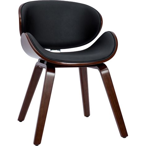 Design-Stuhl schwarz und dunkles Walnussfurnier WALNUT