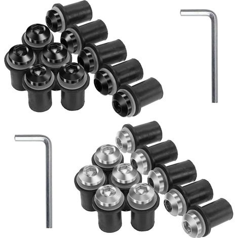 CCYKXA 20 Pieces Motorcycle Fairing Screws, with Mounting Wrench, Equipped with a Rubber Ring, Fairing Fixing Screws, Suitable for Motorcycle and Scooter Windshields
