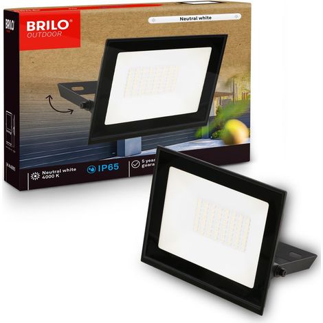 Briloner Projecteur LED d'extérieur IP65 protection contre la poussière et les jets d'eau 14 x 17 cm rectangulaire 30 W 2700 lm 6500 K blanc neutre noir -  Éclairage pour jardin garage allée
