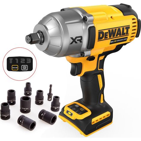 Dewalt 18v DCF900N XR High Torque Impact Wrench 1/2"" 1396Nm Bare +9PC Socket Set (1/5)