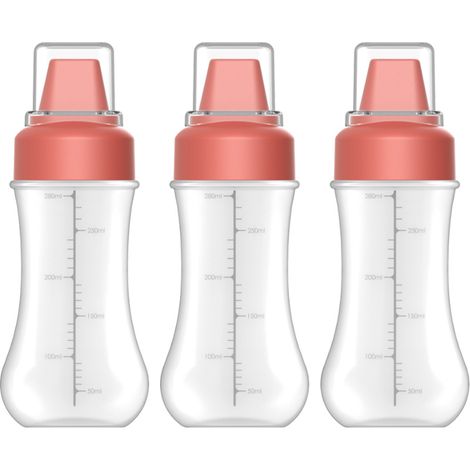 Flacons souples en plastique Qiuhome pour condiments avec bouchon, 355 ml, transparents, lot de 3 (1/5)