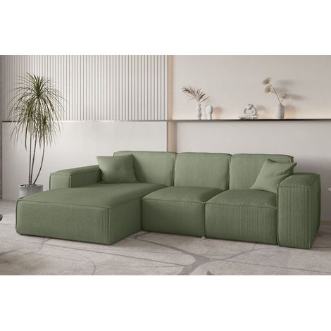 Ecksofa Designersofa CELES PREMIUM in Stoff Scala Forest Ottomane Links (1/4)
