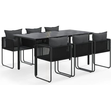 Ensemble repas de jardin 7 pcs Contemporain, Ensemble Table à manger + 6 chaises Noir OIB7898E (1/5)