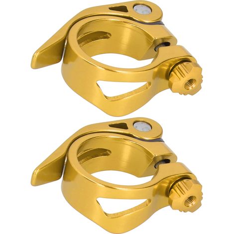 2 pièces 34,9 mm Collier de serrage rapide pour tige de selle de vélo de route/VTT Accessoire de fixation pour tube (d'or) (1/5)