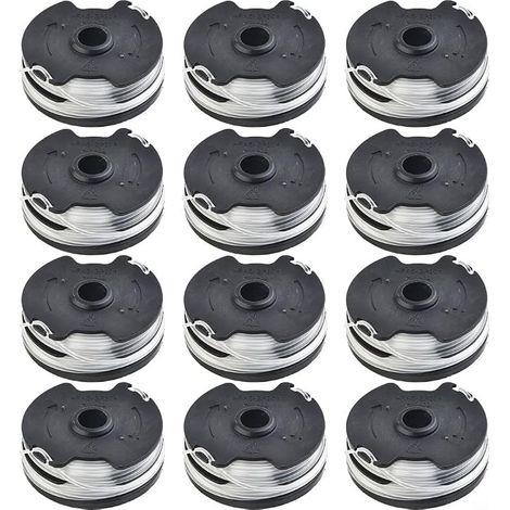 Paquete de 12 bobinas de hilo para desbrozadora QOXEZY para desbrozadoras LIDL Parkside PRTA 20-Li A1, B2, C3 (1/5)