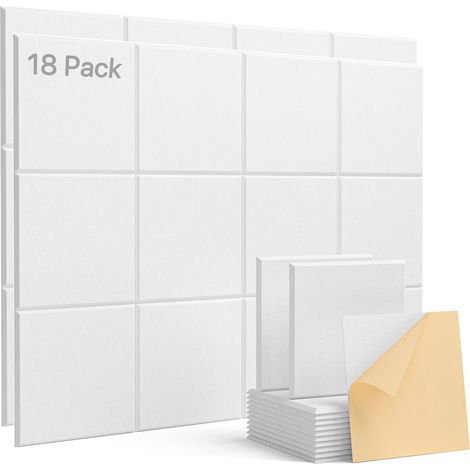 Lot de 18 Panneau acoustique, Carré auto-adhésif, Mousse polyester haute densité, Isolation phonique mur plafond studio, 30x30x0,9cm (1/5)